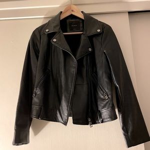Faux leather moto jacket